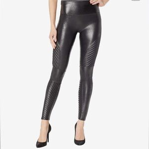Spanx faux leather moto leggings- size M